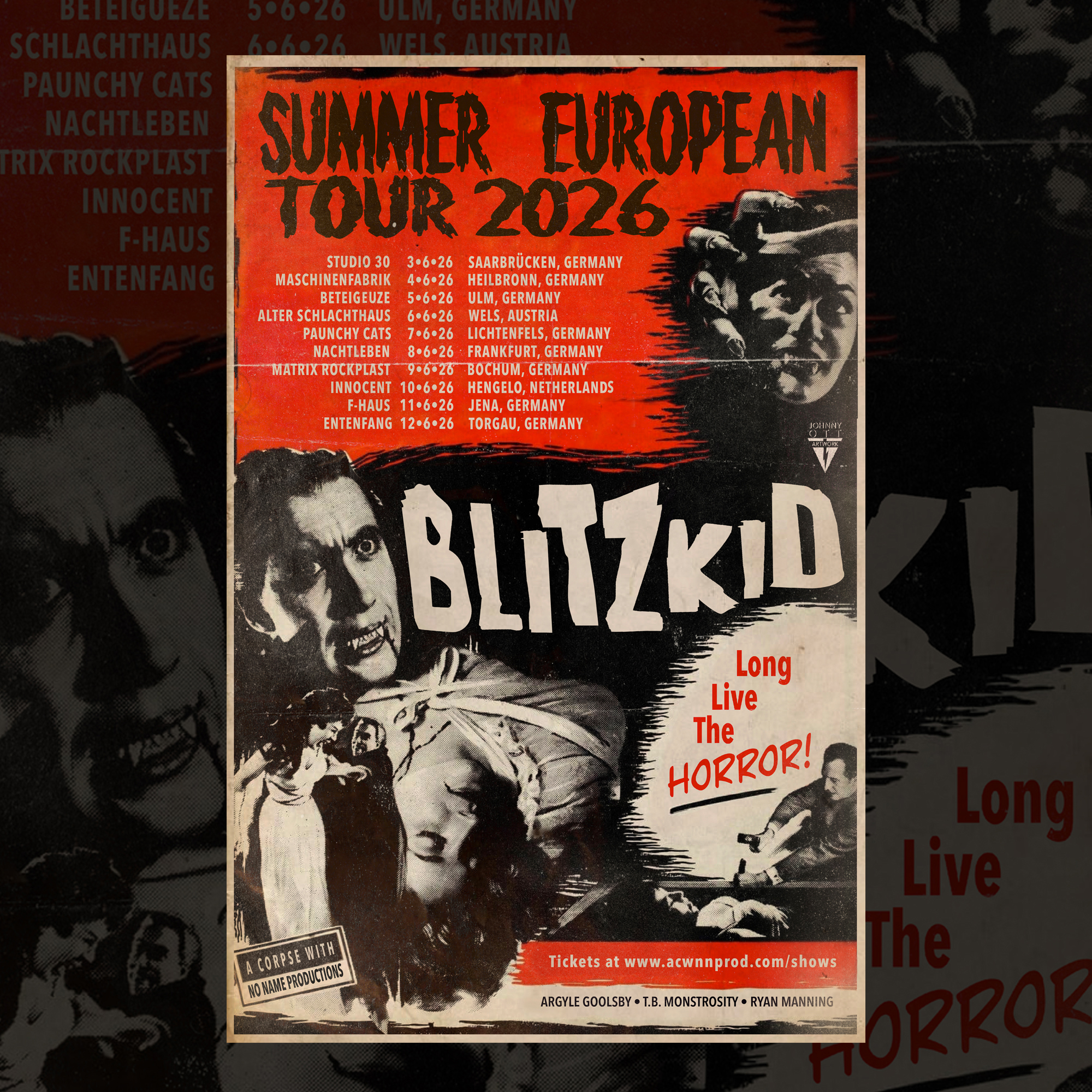 Blitzkid Long Live the Horror Tour Poster